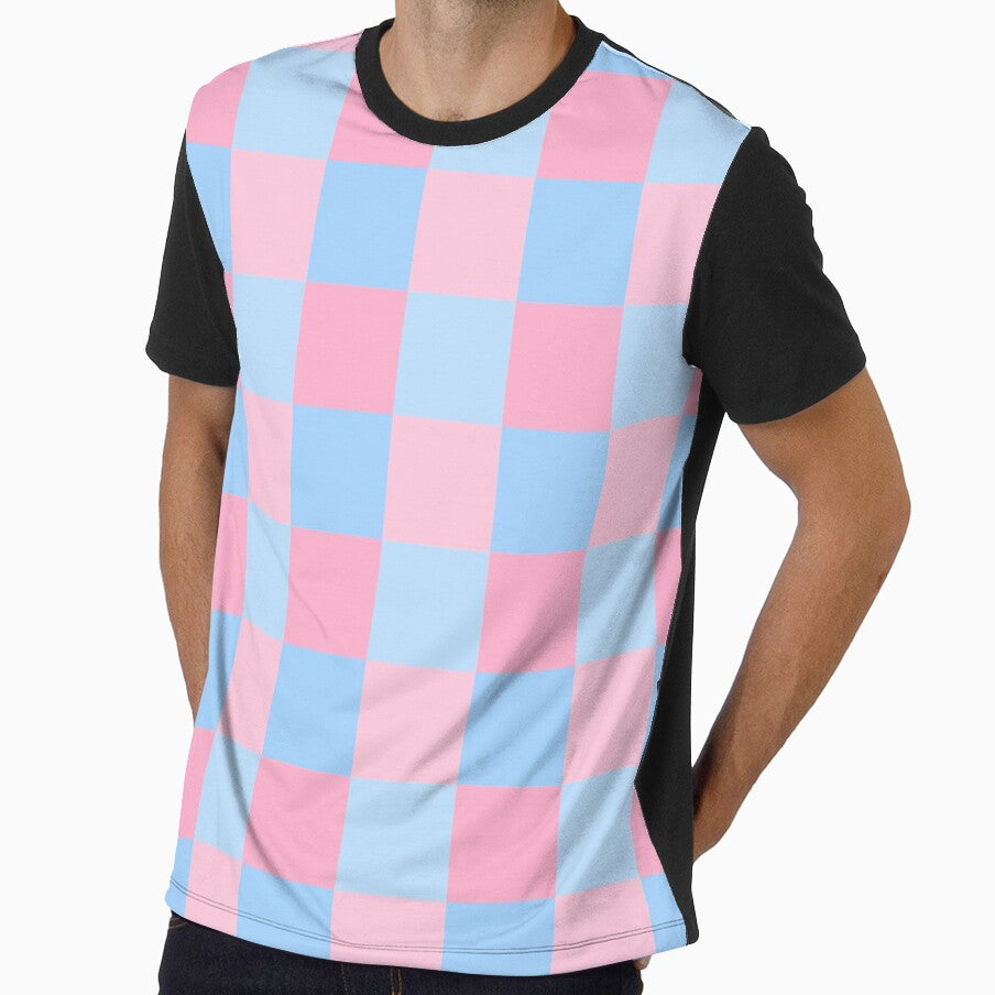Pastel Dreamland Pink and Blue Checkerboard Pattern by Zaya_art