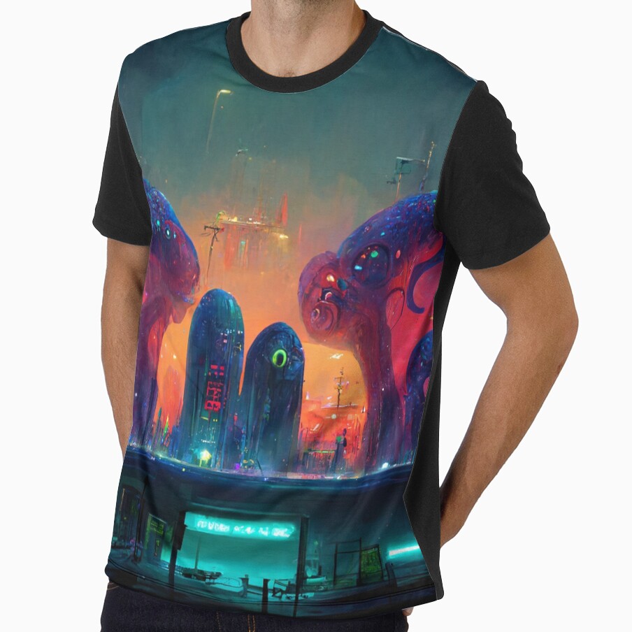 Neon Squid City by MagicGoddess