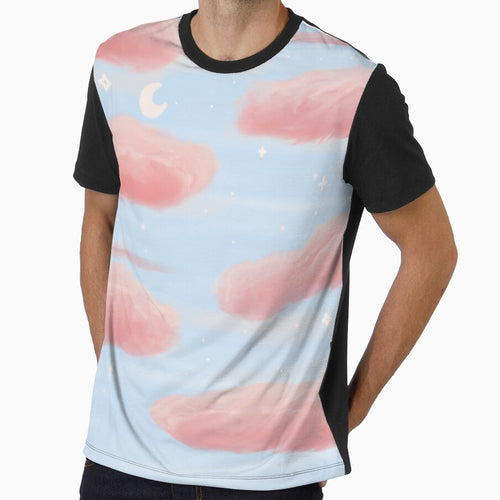 Aesthetic pink clouds with stars in the sky by marleew