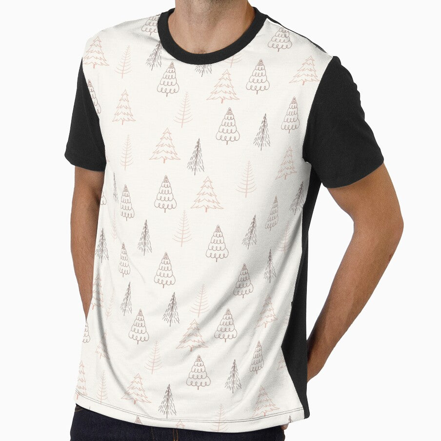Hand Drawn Doodle Christmas Tree Pattern Pink by Vi-Sko