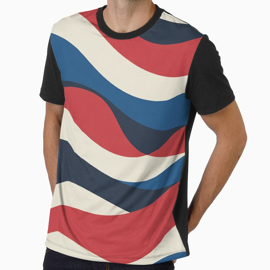 Modern Red White Blue Wave Pattern by OldGloryForge