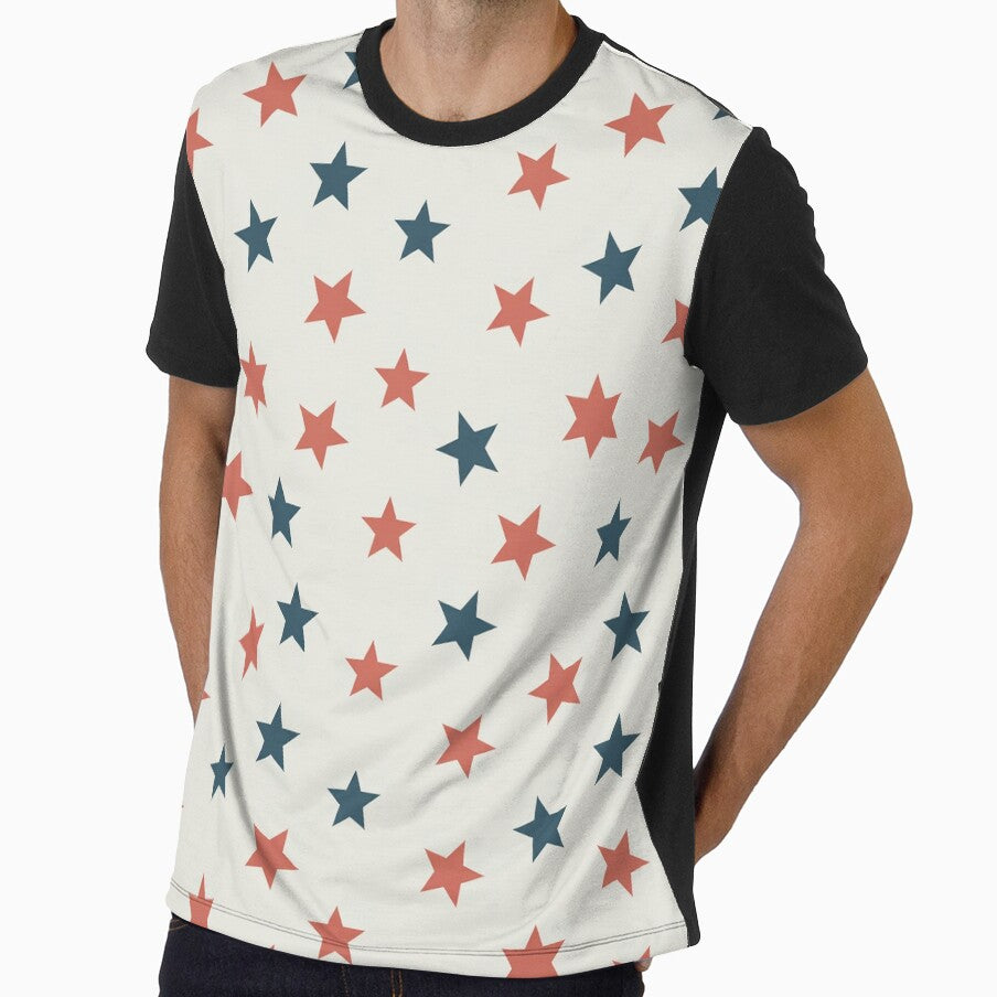Patriotic Star Pattern Seamless Red White Blue Minimal Design by OldGloryForge