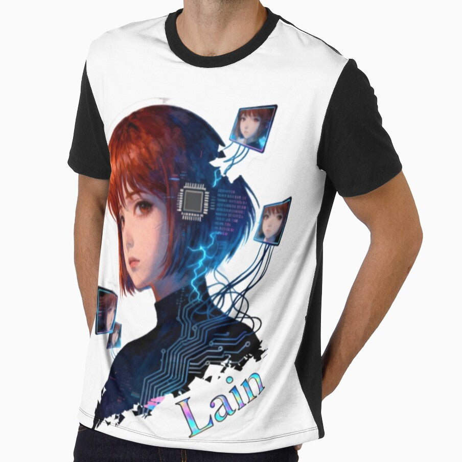 Cute Serial Experiments Lain Cyberpunk Aesthetic | Retro Anime Glitch Design by Gurjeetpixelart