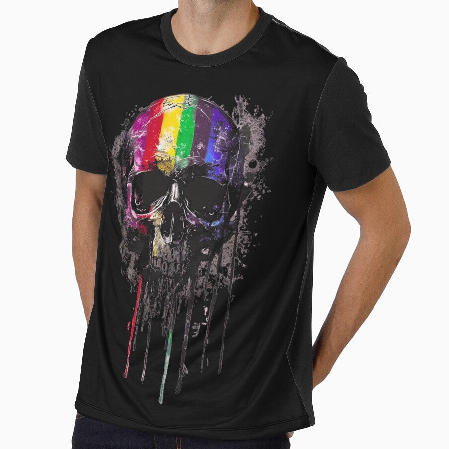 Rainbow skull black by Stemies Productions