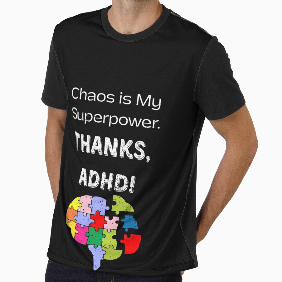 Chaos is My Superpower - ADHD Puzzle Brain Design Tee by Moyeri