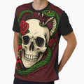 Gothic Skull Snake Rose Tattoo Art – Dark Aesthetic Graphic Design by TypoVibeStudio