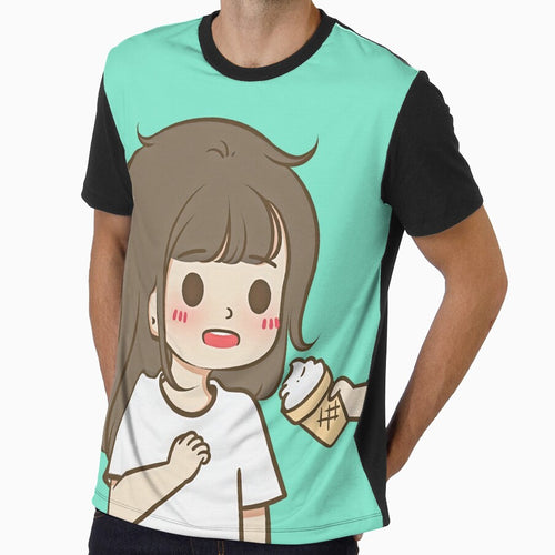 5 - Ice Cream Eating Girl, cute cartoon couples design for children, for family, for brother and sister or for best friends. by 2AcesDesign