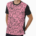 Kittie kawaii doodle pattern - Pink by ZenReiArt
