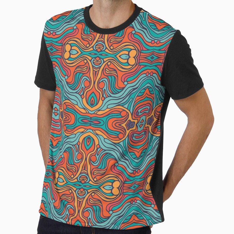 Abstract colorful hand drawn curly pattern design by Somberlain