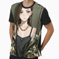 Fashion - Woman in Camouflage Camo Jacket Tank Top Gold Chain Anime Variant 5 by AnimeShin
