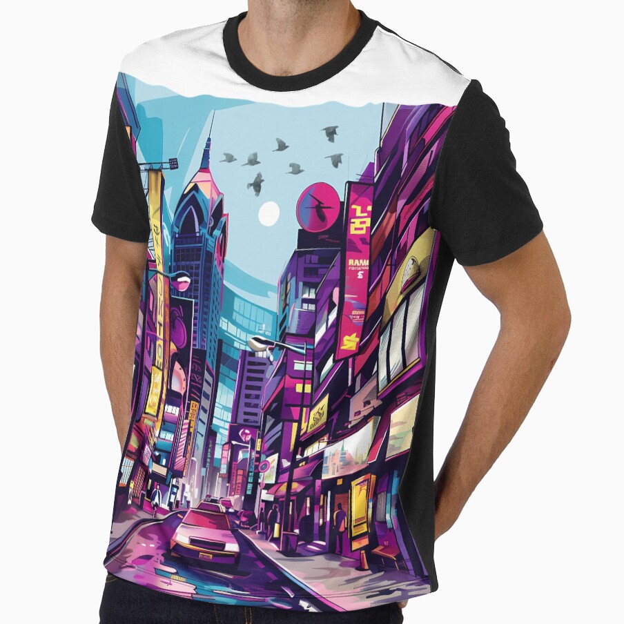 Neon Cyberpunk City Street – Futuristic Urban Night Illustration by DesignArtist.ia