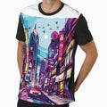Neon Cyberpunk City Street – Futuristic Urban Night Illustration by DesignArtist.ia
