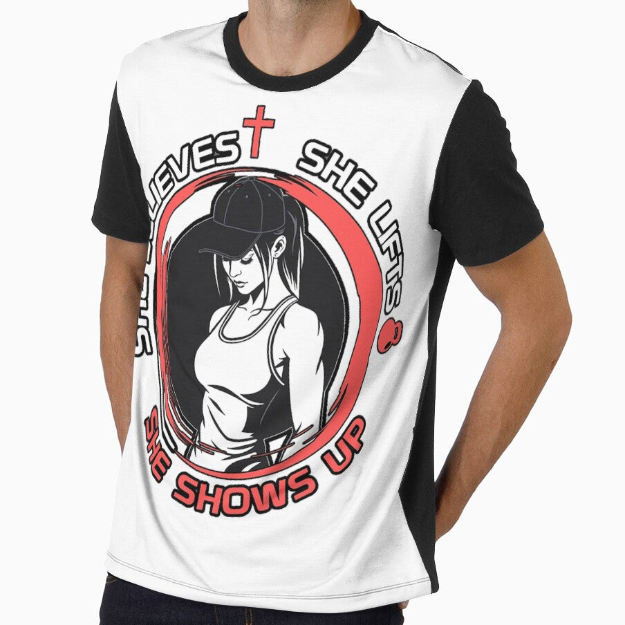 She Believes She Lifts She Shows Up - Christian Gym by Bezuiden