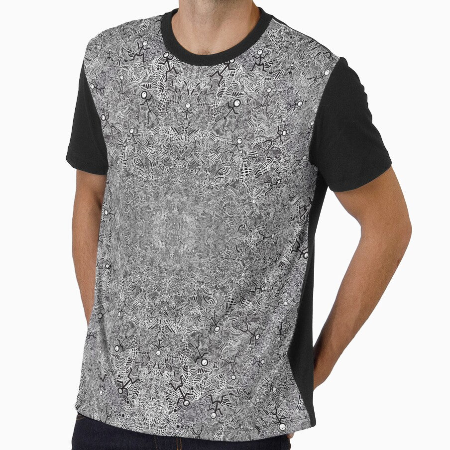 Black And White Abstract Dancing Men Stick Figure Pattern by ThatsJustJilly