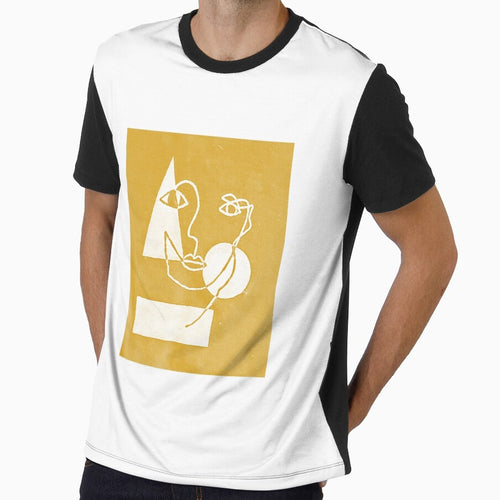 Abstract Face w/ Geometric Minimalist Shapes Sketch (Yellow) Available as a Sticker, Print, and Apparel by JaidenBirdie