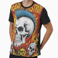 Vintage and distressed Search and Destroy" Punk Rock Poster with Mohawk Skull and Fiery Chaos Design by paulo silveira