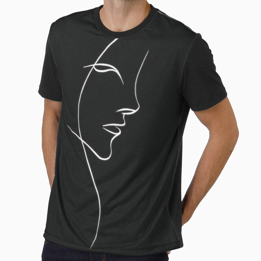 Elegant Female Face – Minimalist Line Art on Black by Patricks-Art