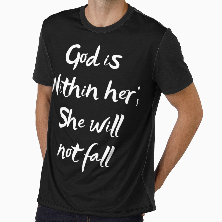 Womens God is within her she will not fall faith christian T-Shirt by spolayastore
