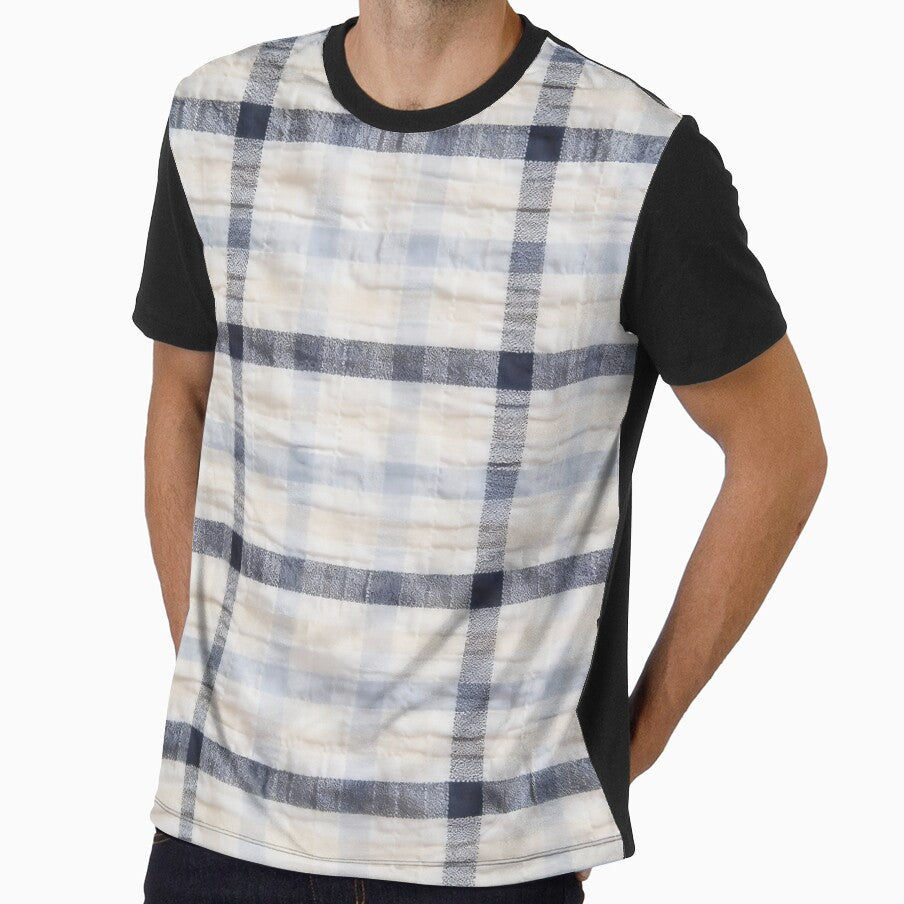 Blue and Cream Plaid Fabric by Boundless PixelForge