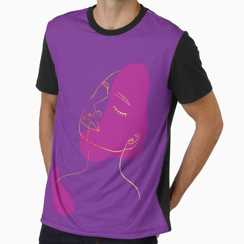 Abstract Line Art Woman | Bold Purple + Gold by SoNifty