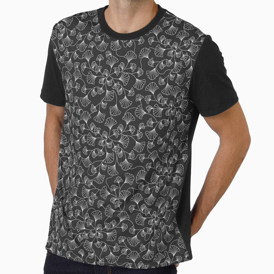 Ginko Leaves Pattern (White Line Art) by ObsidianDaz