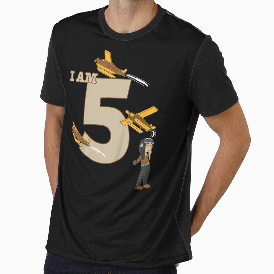 Kids 5th Birthday T-Shirt Boys Pilot Plane Gift Birthday by rturuytuyt