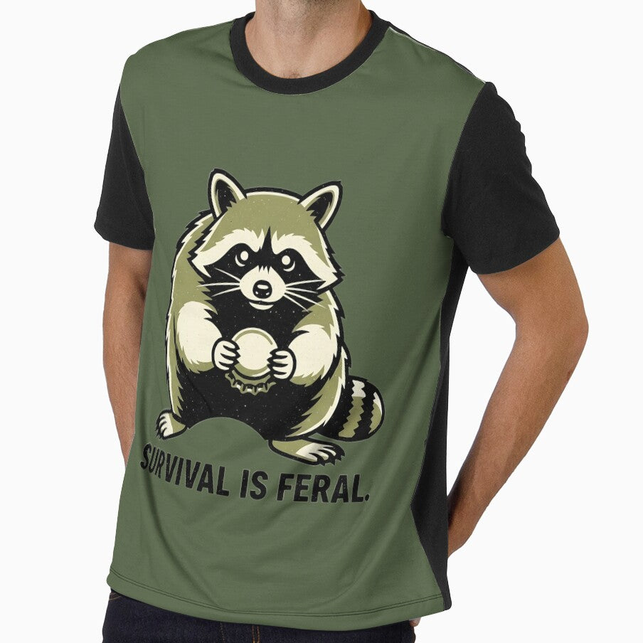 Survival Is Feral – Vintage Streetwear Raccoon Illustration by JonelCrafts
