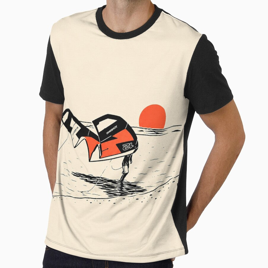 Minimal Kite Rider Illustration – Beige Kitesurf Aesthetic Design by Islabonita.
