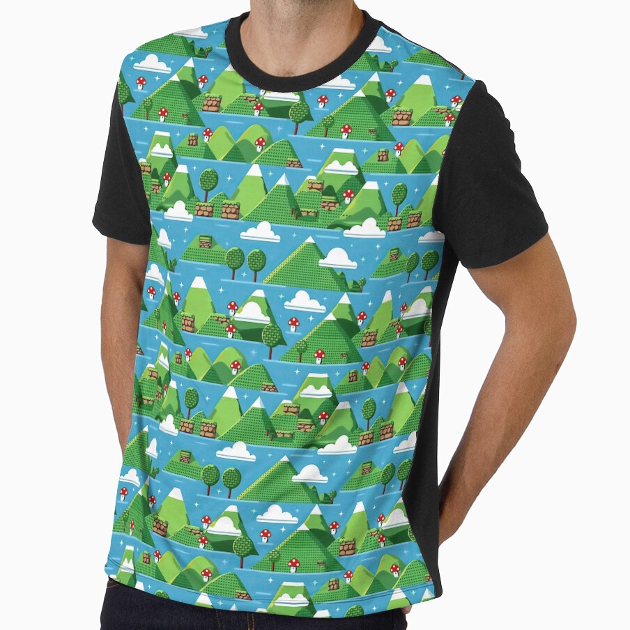 Retro 8-Bit Mountain Landscape | Y2K Gaming Aesthetic Pattern by casaloomaria