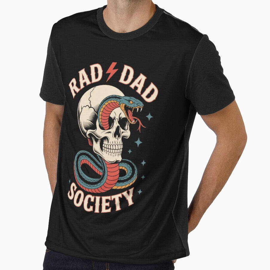 Rad Dad Society – Skull and Snake Rock-Inspired Tattoo Style Design by VISIONARTIST