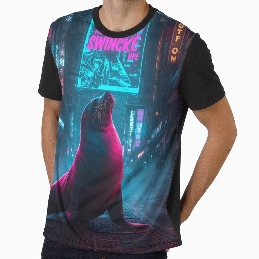 Seal in a neon cyberpunk city by SealMart