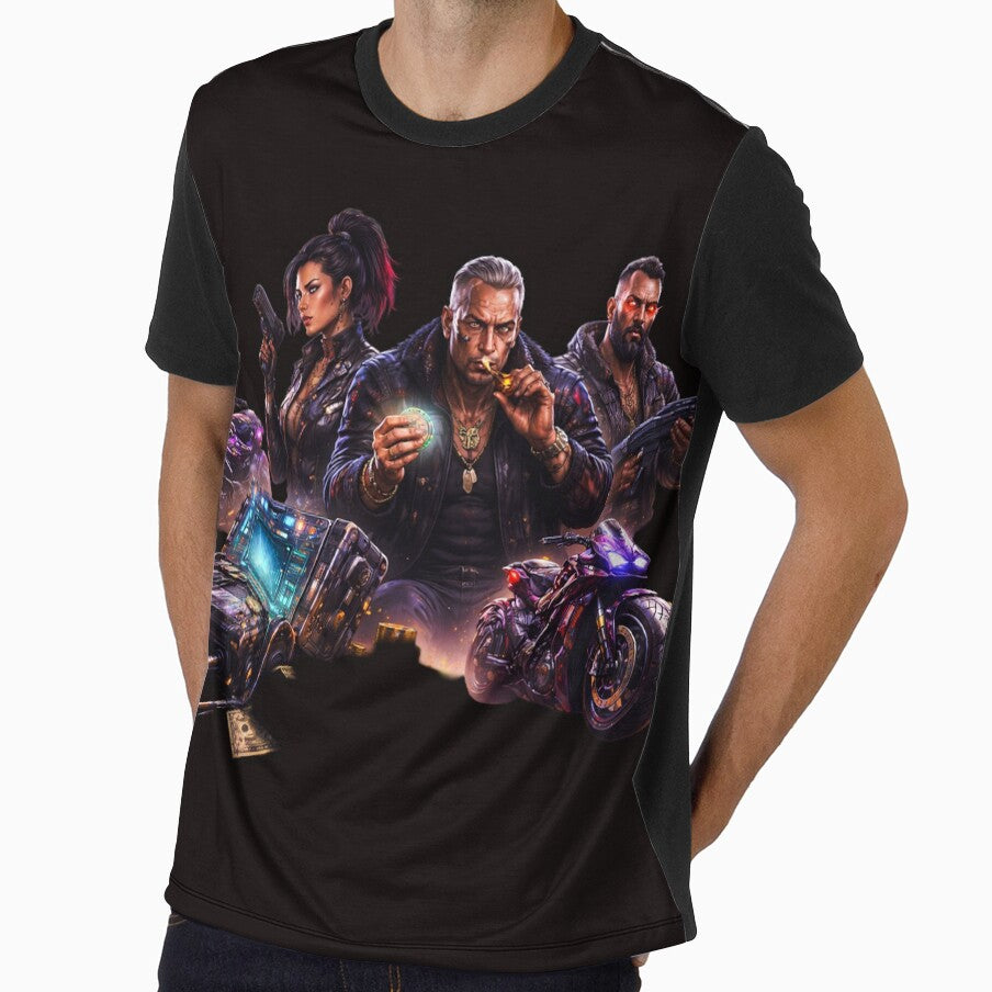 cyberpunk gangster family neon city motorcycles money cyberpunk aesthetic by HIGHSQUARE