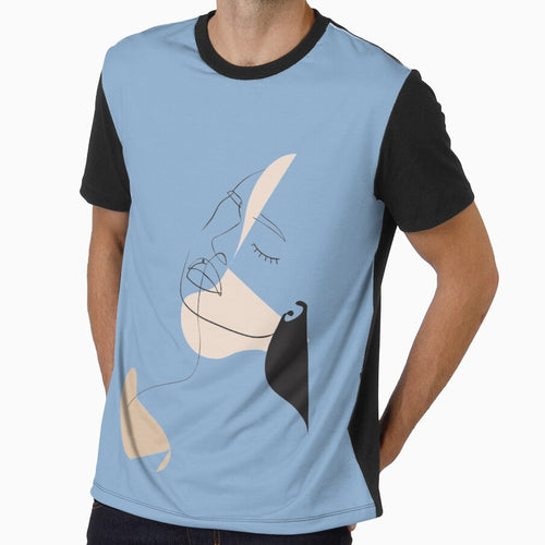Abstract Line Art Woman | Retro Blue + Nudes by SoNifty