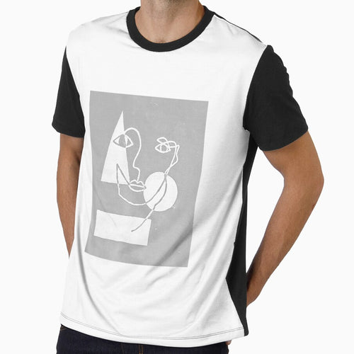 Abstract Face w/ Geometric Minimalist Shapes Sketch (Grey) Available as a Sticker, Print, and Apparel by JaidenBirdie
