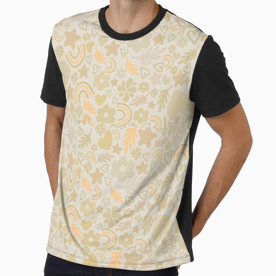 Cute Pastel Yellow Pattern – Hearts, Stars, Flowers & Rainbows by Furkan Al-Gburi