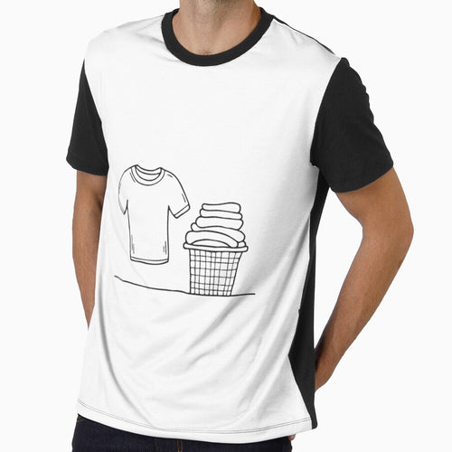A T-shirts on the floor near a laundry basket by rasagamastore