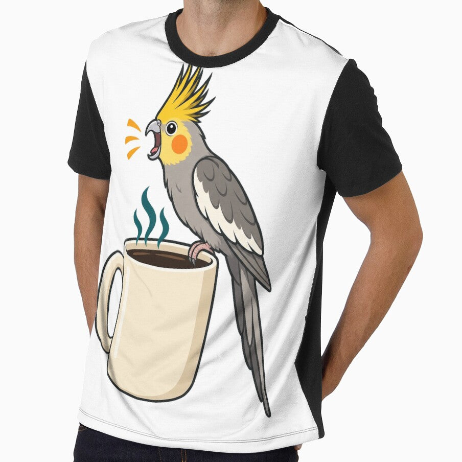 Screaming Cockatiel Perched Over Morning Coffee by eignvalue
