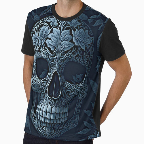 "Floral Elegance Meets Macabre: Seamless Skull-Face Artwork Pttern" by Best-Art-32
