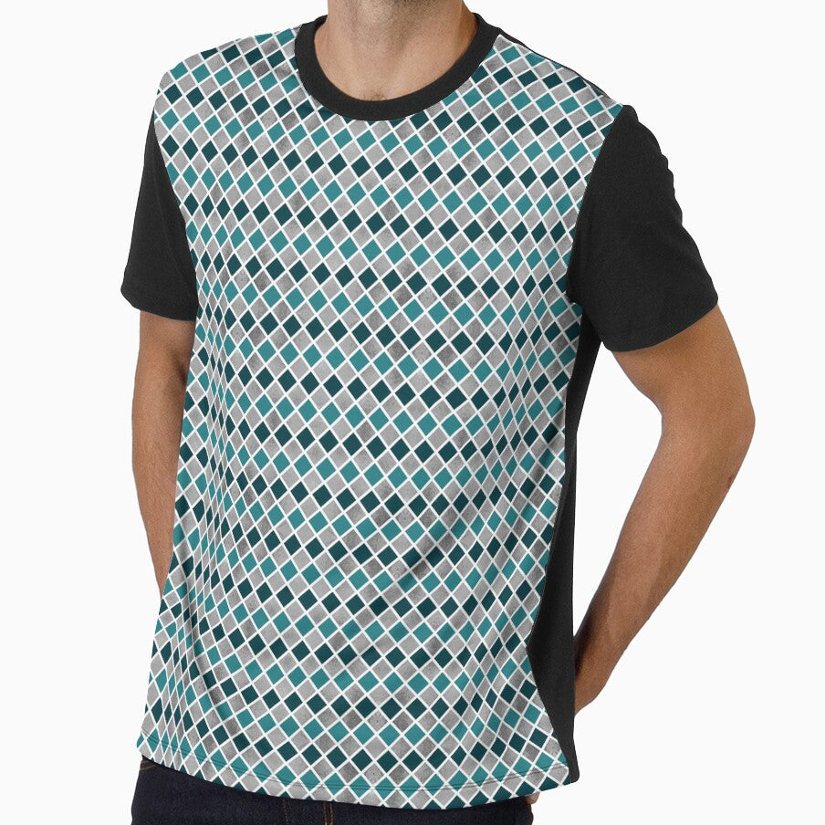 Teal, Black and Silver, Diamond Pattern by Jaydee001