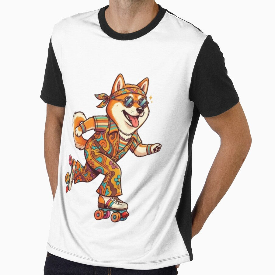 Retro Roller Skating Dog Shiba Inu Art by ajamzbox
