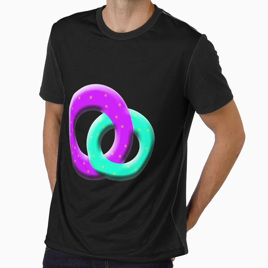 Funny T-shirt with bagels of different colors by Galina Kostyaeva