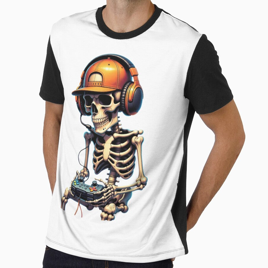 Gamer Skeleton Graphic Art, Cool Gaming Skull Streamers and E-Sports Haloween funnys by AngelaOdonn