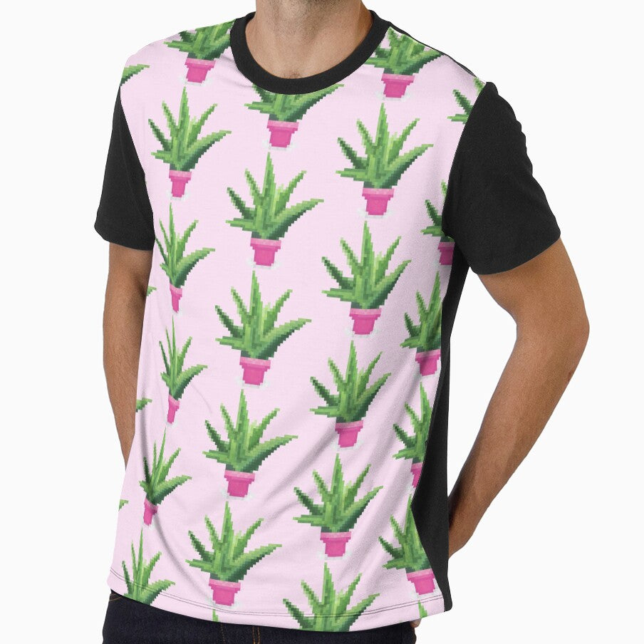 Retro Pixel Art Aloe Vera Plant Design by 8BitTrip