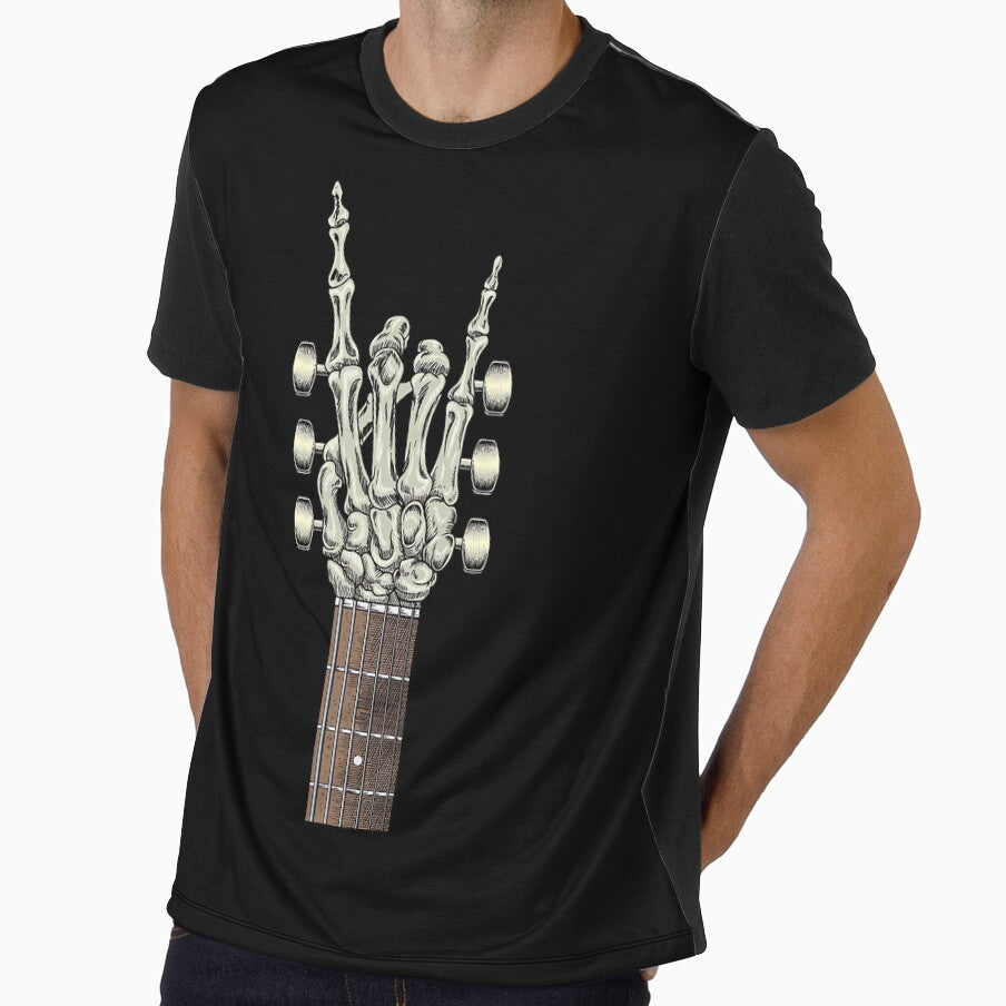 Rock On Skeleton Hand Guitar Gifts Men Guitarist Rock Band by Khescoiu