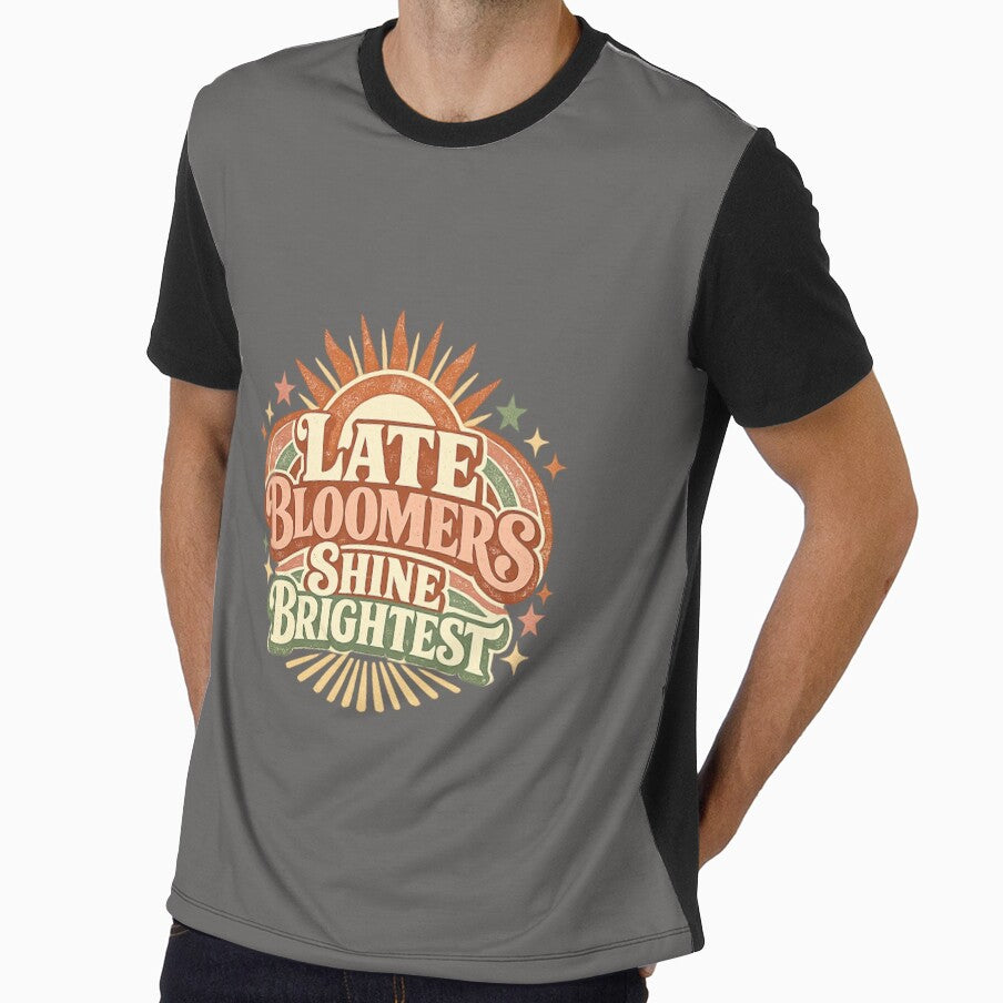 Late Bloomers Shine Brightest Retro Quote | Women Over 40 Growth Mindset Design by Soft Strength Studio