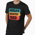 Worlds Greatest Dad Funny Fathers Day Gift Retro Brush Stripe T-Shirt by VaultVibes