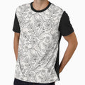 Romantic, Art Line, Minimalist, Black and White Roses Pattern by Jaydee001