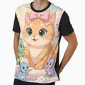 cute cat playing with baby dragons on clouds by Moody Vibes Studio