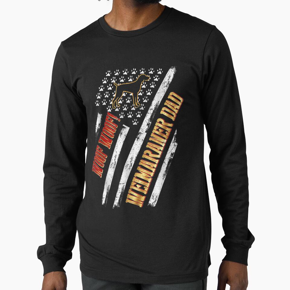 Vintage American Flag American Woof Woof Weimaraner Dad by sheilase