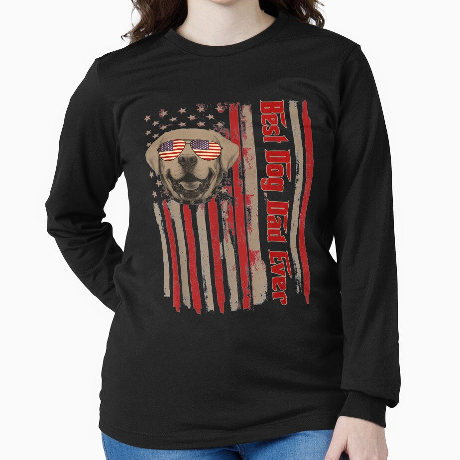 Best Dog Dad Ever Vintage American Flag 4th Of July by laurader